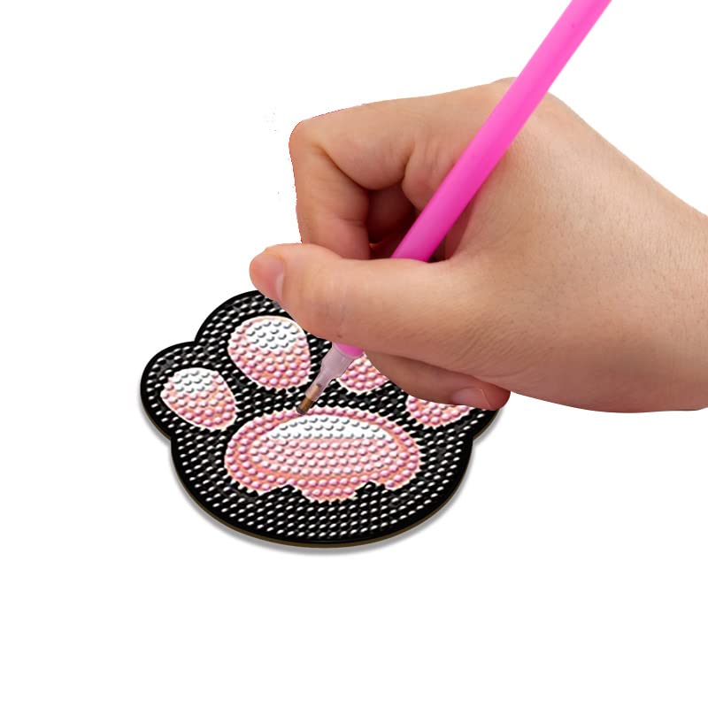 MingSH 4 Pcs Diamond Paintings Coasters, DIY Coasters Small Diamond Painting Kits for Beginners, Adults & Kids Diamond Art Craft Supplies Christmas Home Decor(Without Iron Holder)