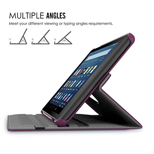 MoKo Case for All-New Fire HD 8 2018/2017/2016-360 Degree Rotating Cover with Auto Wake/Sleep for Amazon Fire HD 8 (8th & 7th & 6th Gen, 2018/2017/2016 Release) 8" Tablet, Purple - Thumbnail 4
