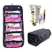Large Capacity 4-Layer Roll-up Travel Storage Bag Foldable Toiletry Bags Organizer Cosmetic Makeup Bag Pouch with a Flexible Hanging Hook (Black)