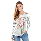 Uideazone Women Ugly Christmas Long Sleeve Tee Shirt Casual Holiday Party Blouse Tops Gray