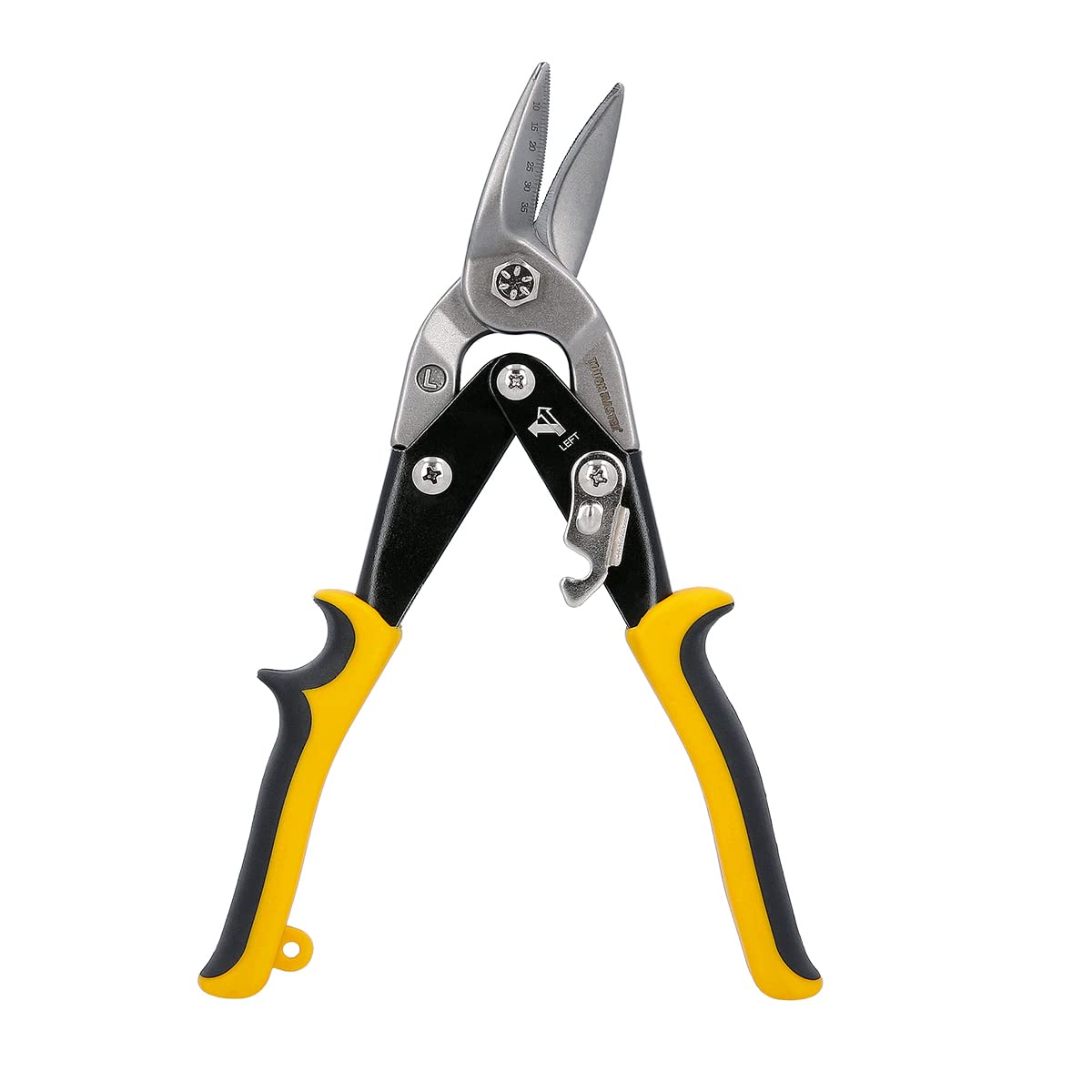 TOUGH MASTER Aviation Snips 10" 250mm Cr-V Steel Cutting Shears Perfect for Cutting Aluminum and Metal Sheets Heavy Duty Aviation Tin Snips with Non-Slip Wear-Resistant TPR Handle (Left Cut)