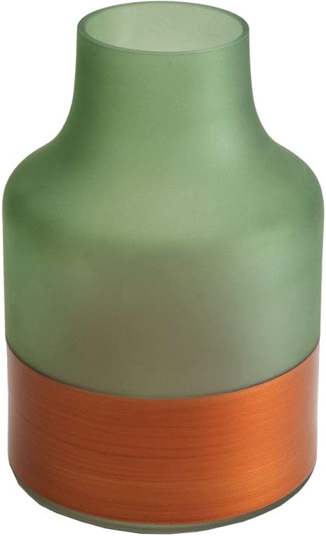Amazon Co Jp 花瓶 フラワーベース グリーン ツートンカラー ボトル型 一輪挿し ガラス 銅 円柱 リビング 玄関 オブジェ おしゃれ フィオレ ホーム キッチン