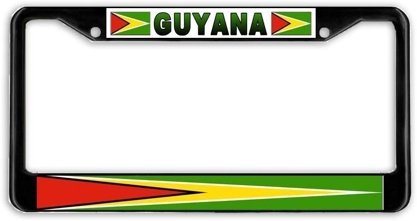 Guyana Flag Black Metal Car Auto License Plate Frame
