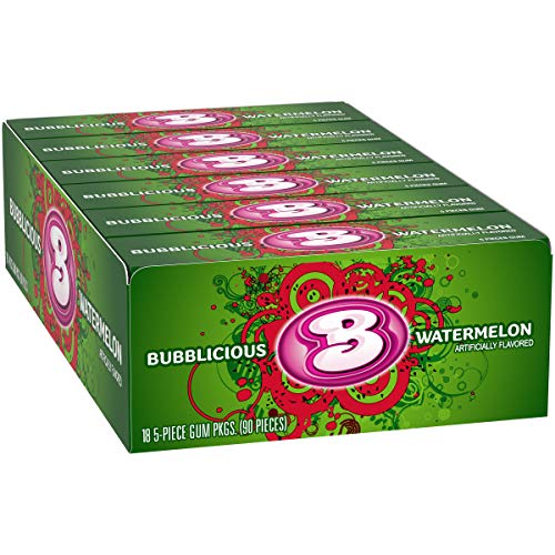 Bubblicious Watermelon Gum, 18 Packs of 5 Pieces (90 Total Pieces