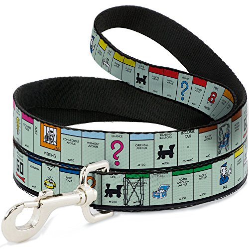 Buckle-Down Pet Leash - American Monopoly Board Game Spaces - 6 Feet Long - 1"…