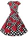 DRESSTELLS Vintage Dress for Women, 1950s Retro Cocktail Prom Polka Dot Short Dress, 50s 60s Pinup Wedding Tea Party Swing Dress Summer 2024 Black Red Rose Dot 3XL