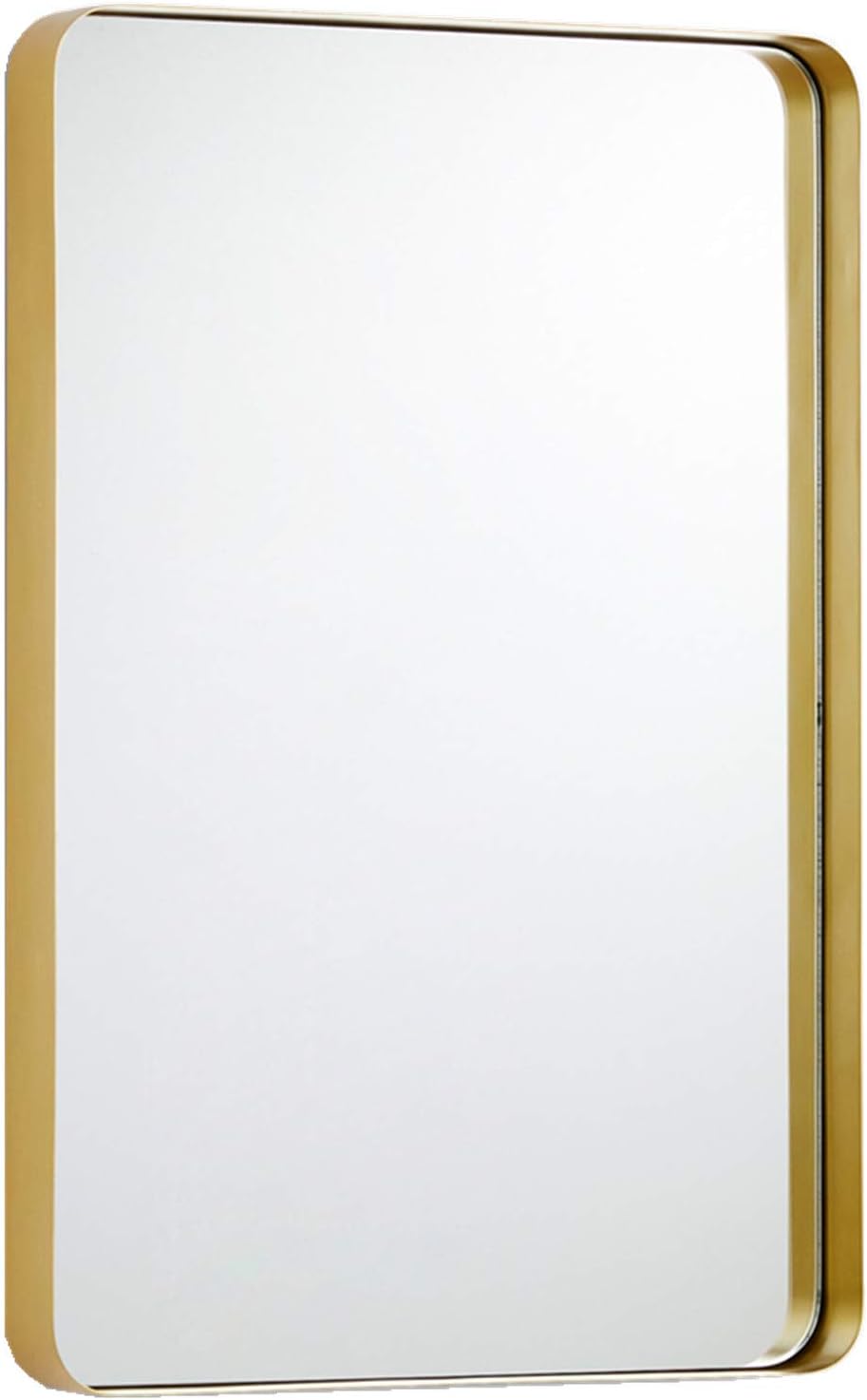 TEHOME 20x30 Brushed Gold Metal Framed Bathroom Mirror for Wall in Stainless Steel Rounded Rectangular Bathroom Vanity Mirrors Wall Mounted: Furniture & Decor