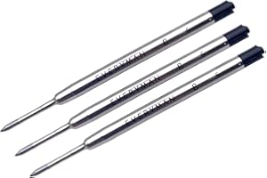 EVERYMAN Grafton Metal Gel Refills, Replaceable Ballpoint Pen Refills, Smooth Writing, Ideal for Grafton Pen and Grafton Mini Twist, Metal Black, 3-Pack, 0.5mm
