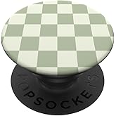 Classic Checkered Checker Checkerboard Light Sage Green PopSockets Adhesive PopGrip
