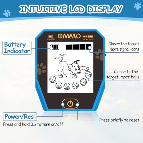 【Type-C】 Metal Detector for Children, OMMO Rechargeable Metal Detector with Fun LCD Screen, 72-100 cm Adjustable for Children, IP67 Light Metal Detectors, Outdoor Exploration (Blue)