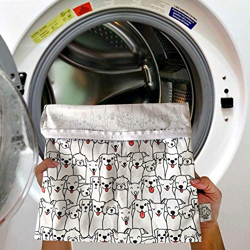 Wet Dry Bag, 4 pcs Waterproof Reusable Baby Cloth Diaper Dry Wet Bags with Zippered Snap Handing, Travel Pool Daycare Soiled Baby Items Yoga Gym Bag for Swimwear Bathing Suit or Wet Clothes,Friend - Thumbnail 4