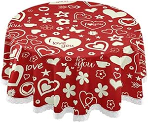 Tablecloths valentine's day hearts & love wording vinyl peva tablecloth Amazon.com: Valentine Day Hearts Round Tablecloth Lace Home Kitchen