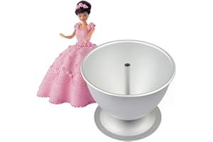 Zerodis 8 Inch Cake Pan with Decorative Princess Skirt Design Aluminum Cake Mold for Doll Cakes Ideal for Home Birthday Parti