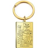 TEAMER Tarot Cards Keychains Stainless Steel Vintage Amulet Wiccan Keyring for Keys Cars Bags