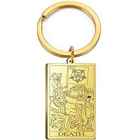TEAMER Tarot Cards Keychains Stainless Steel Vintage Amulet Wiccan Keyring for Keys Cars Bags