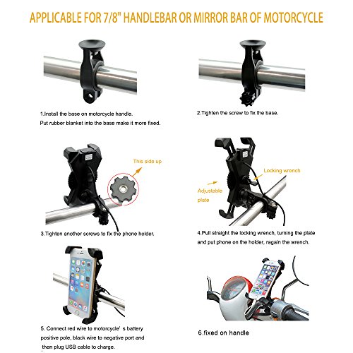Bike Phone Mount Holder,Leepiya Universal Adjustable Bicycle Motorcycle Handlebar Phone Mount for iPhone X/8 Plus/8/7 Plus/7/6S,Galaxy S9/S9 plus,note 8/S8 plus/S8 and all 4.5-6 Inch Smartphones[Black - Thumbnail 7