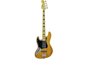 CNZ Audio JB 1975 Vintage Electric Bass Guitar - Left Handed - Natural Gloss Finish, Solid Alder Body, Gloss Maple Neck & Fingerboard