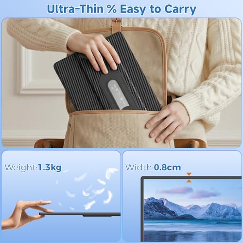 KEFEYA Laptop Screen Extender, 16.1” FHD 1080P IPS Dual Laptop Monitor Extender, Portable Monitor for 13-17.3” Laptops, Plug & Play Dual Screens for Windows/Mac/Android with USB C/HDMI Port