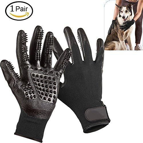 Myuilor [Professional Edition] Pet Grooming Gloves,Left &amp; Right Shedding Brush,Pet Comb and Massage For Dogs, Horses, Cats, Rabbits, Cows for Long &amp; Short Fur, One Pair,Pet Bathing Glove