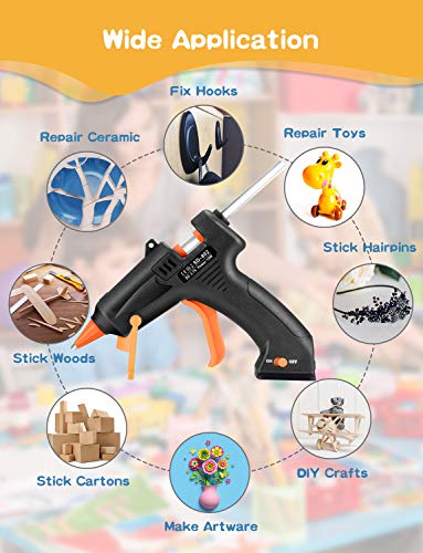 TOPELEK Cordless Hot Glue Gun Kit, 15W Mini Glue Gun with 10Pcs Glue Sticks, USB Charging Hot Melt Glue Gun for DIY Crafts, Quick Repairs, Home, School, Office Arts