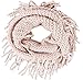 Winter Warm Knitting Fringed Infinity Loop Scarf for Men or Women Beige One size
