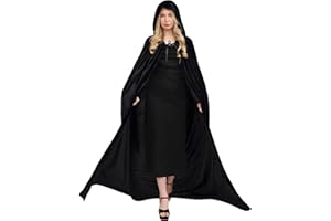 Myir JUN Halloween Hooded Cape, Velvet Hooded Cloak Vampire Cape Full Length Velvet Cape Cosplay Costume Cloak with Hood