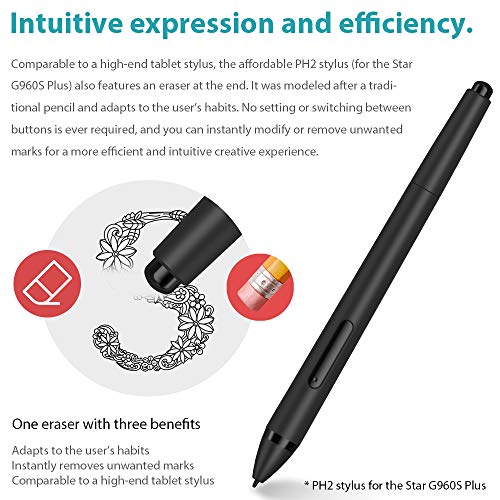 XPPen Star G960S Plus Graphic Tablets Drawing Pen Tablets 9x6 inch with