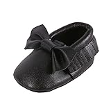 Weixinbuy Baby Boys Girls Soft Soled Tassel Bowknots Crib Shoes PU Moccasins