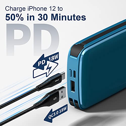 iWALK Portable Charger 20000mah 18W PD Power Bank with Built in USB C