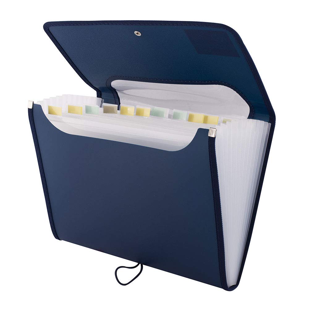 D.RECT 5590 Expandable Expanding File 12 Compartments A4,Dark Blue