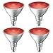 Philips LED Indoor/Outdoor 90 Watt Equivalent PAR38 Flood Light Bulb, 4 Pack, Red