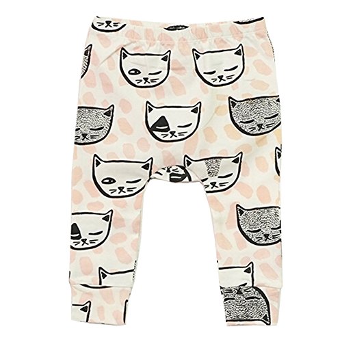FTSUCQ Boys/Girls Baby Cartoon Pattern Printing Harem Leggings Pants PP Trousers,Pink,90CM