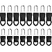 16 Pieces Replacement Zipper Tags Zip Fixer for Clothes or Bags, Black