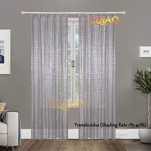 LQIAO 2017 New Sequin Silver Curtains 50x63in Sparkly Fabric Photography Backdrop for Bedroom, Kitchen, Kids Room or Living Room,1 Panel Drapes 50-Inch-by-63-Inch Hooks Style Possible ¡­