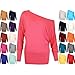 Fashion Wardrobe Womens One Off Shoulder Top Batwing Slant Neck Tops