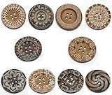 PEPPERLONELY Brand 20PC Mixed Large 4 Hole Round Wood Buttons Scrapbooking Sewing Buttons 60mm (2-3/8 Inch)