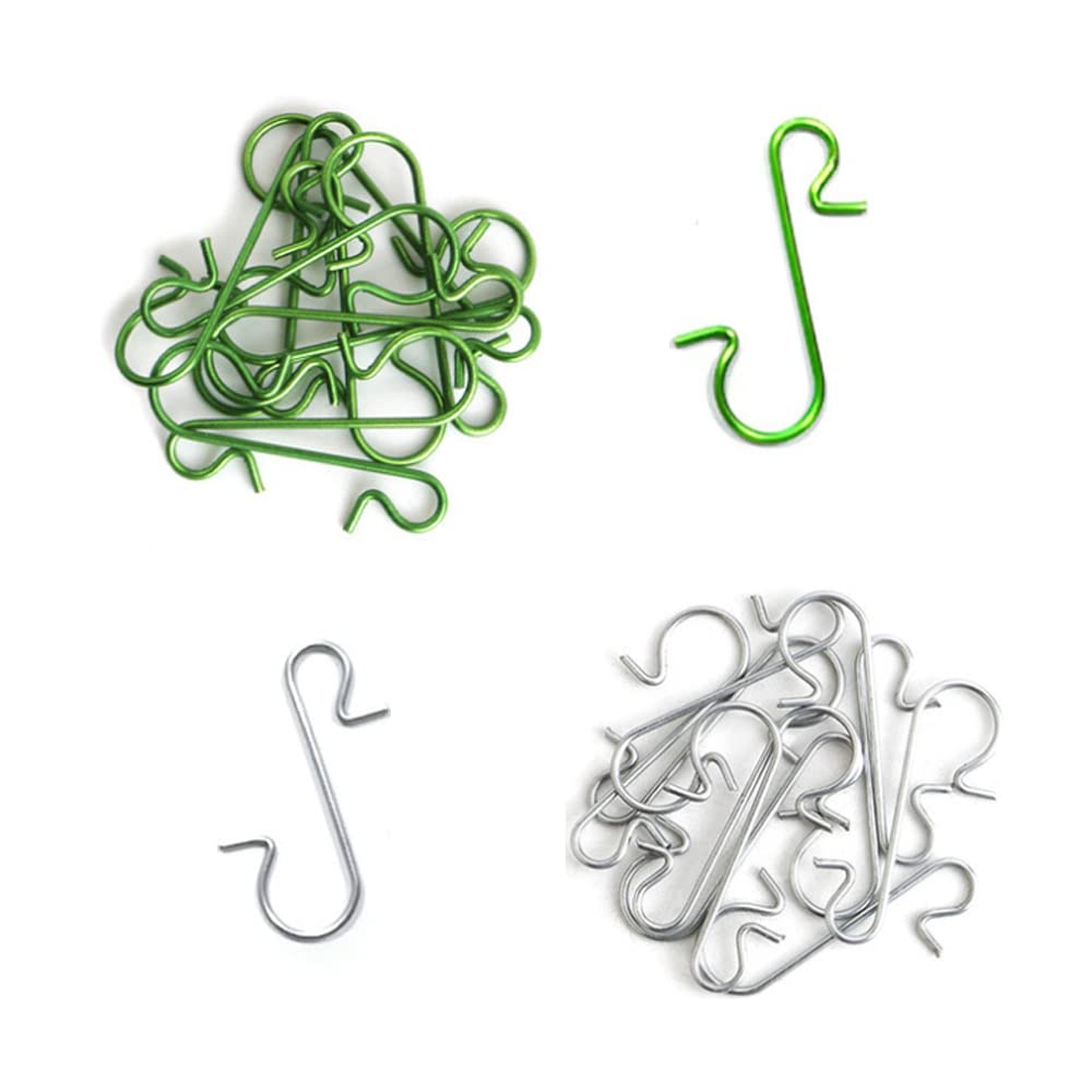 WYAN 150 pcs Christmas Ornament Hooks,Stainless Steel Hooks for Hanging Xmas Tree Decoration,(50 pcs Silver+100 pcs Green)