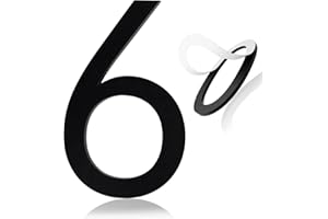 HADOIFE Self Adhesive House Number 5Inch House Numbers for Outside Acrylic Modern Mailbox Numbers House Numbers for Outside Stick On Numbers Address Home Number for House Apartments Office Hotel(Number 6)