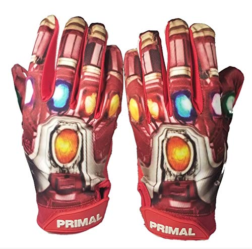 Primal Gloves Power Stones Football Gloves (Red, Large)