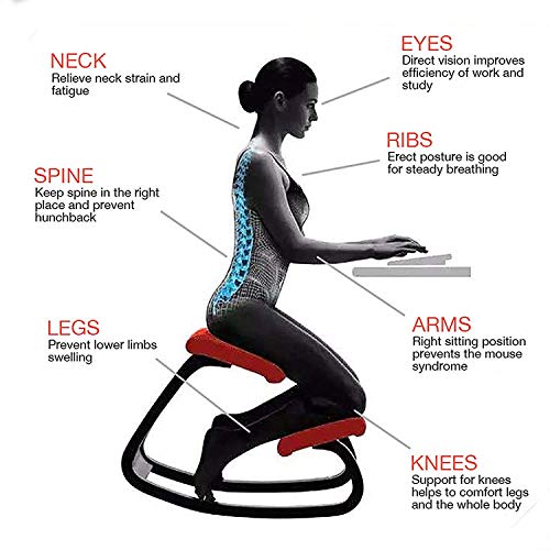 Happybuy Bentwood Ergonomic Kneeling Chair Office Home Black Comfortable Relieve Fatigue Kneeling Chair for Body Shaping Desk Computer Kneeling Chair Stool (Black)