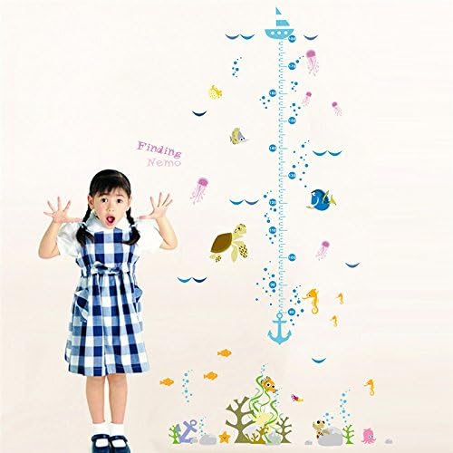 Money coming shop Cartoon Nemo Underwater Fish Turtle Bubble Height Wall Stickers For Kids Rooms Height Measure Chart Wall Decals Room Decor Gift