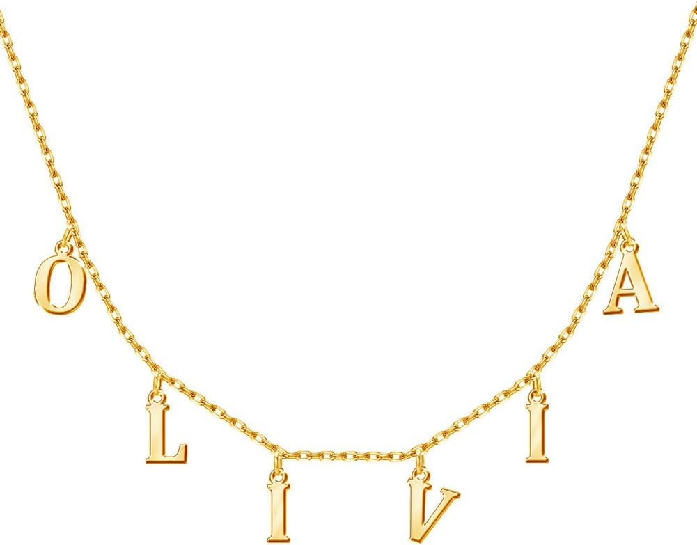Personalized Name Necklace 18K Gold Plated Custom Necklace with Birthstone Customized Nameplate Jewelry Gift for Women