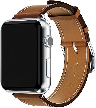 Apple Watch Band 42mm,Voken Genuine Leather iwatch Strap Replacement Band with Stainless Metal Clasp for Apple Watch Series 3/2/1 Sport and Edition (42mm Leather Brown)