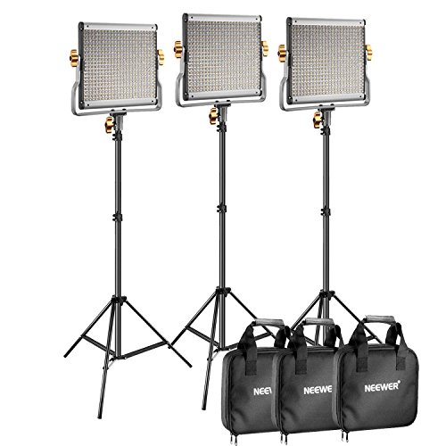 Neewer-3-Packs-Dimmable-Bi-color-480-LED-Video-Light-and-Stand-Lighting-Kit-Includes-3200-5600K-CRI-96-LED-Panel-with-U-Bracket-75-inches-Light-Stand-for-YouTube-Studio-Photography-Video-Shooting