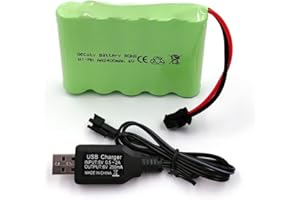 Gecoty 6V Battery Pack, 2400mAh Ninh Rechargeable AA Battery Pack, Come with Charge Cable, for RC Truck Cars Power Tools (SM Plug)