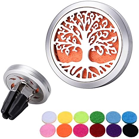 Car Diffuser Vent Clip Aromatherapy Essential Oil Diffuser Stainless Steel Locket Life Tree Car Fragrance Air Freshener - Calm Driving