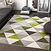 Well Woven Isometry Green & Grey Modern Geometric Triangle Pattern Area Rug Soft Shed Free 5 x 7 (5' x 7') Easy to Clean Stain Resistant