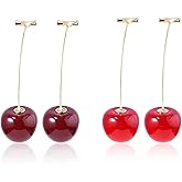 Cherry Dangle Earrings for Women Cute Acrylic Cherry Drop Earrings Sweet and Lovely Light Fruit Earrings 3D Red Cherry Tassel Earrings Charm Jewelry Gift for Women