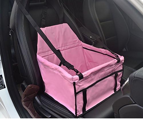 Sporer Pet Travel Car Seat Cover Mat, Foldable Bike Front Seat Protector Seat Waterproof Pad Pet Car Basket Pet Car with Seat Belt for Small Dog, Cat Up to 15-28lbs (pink)