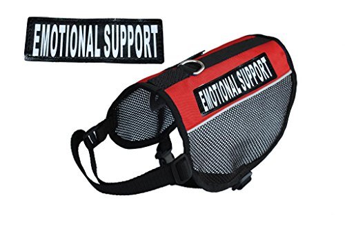 EMOTIONAL SUPPORT Service Dog mesh vest Harness Cool Comfort. Purchase comes with 2 reflective EMOTIONAL SUPPORT pathces. PLEASE MEASURE your dog before ordering (Girth 11-14", Red) โ image 1